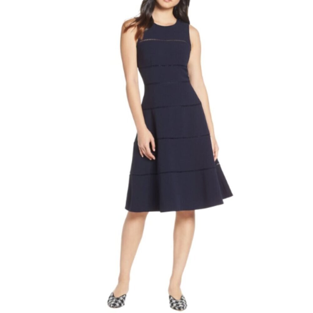 Eliza J Womens 6 Navy A-Line Crepe Dress